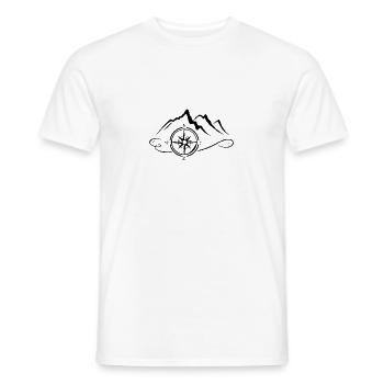 Kompass. Berge. Outdoor. Schwarz. Geschenk - Männer T-Shirt - Weiß - Vorne - AI Model Male 178 dark (178cm)