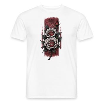 Harmony in Bloom: Red and White Rose Design - Men's T-Shirt - white - Front - AI Model Male 178 dark (178cm)