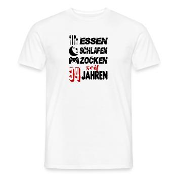 Geburtstag 34 Zocken Spielen Gaming Schlafen - Männer T-Shirt - Weiß - Vorne - AI Model Male 178 dark (178cm)