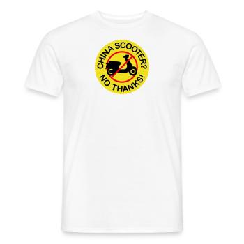 Scooter chinois ? Non merci! (3 couleurs) - T-shirt homme - blanc - Devant - AI Model Male 178 dark (178cm)