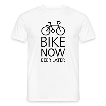 Bike now beer later - Men's T-Shirt - white - Front - AI Model Male 178 dark (178cm)