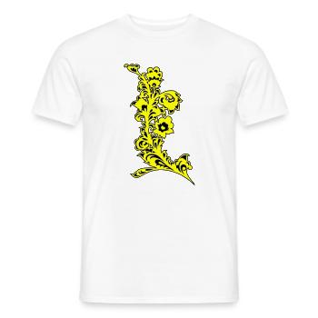 Yellow Flower Detail Ornament - Men's T-Shirt - white - Front - AI Model Male 178 dark (178cm)