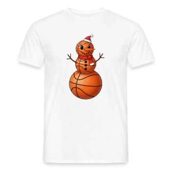 Basketball Cartoon Snowman Winter Sports - Men's T-Shirt - white - Front - AI Model Male 178 dark (178cm)