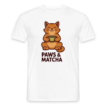 Pattes & Matcha Chat - T-shirt homme - blanc - Devant - AI Model Male 178 dark (178cm)