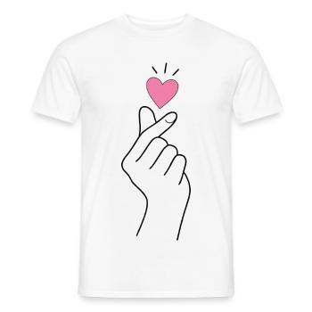 Cœur de doigt K-Pop - T-shirt homme - blanc - Devant - AI Model Male 178 dark (178cm)