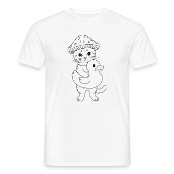 Pilzkatze mit Ente - Männer T-Shirt - Weiß - Vorne - AI Model Male 178 dark (178cm)