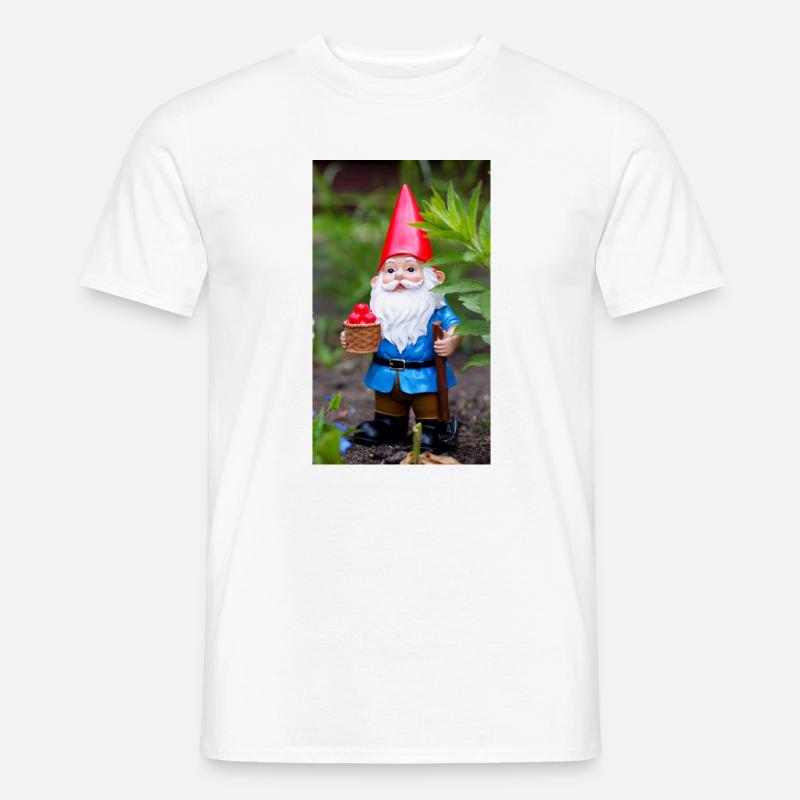 Gartengnom mit Korb - Männer T-Shirt - Weiß