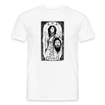 Justice – Judith & Holofernes Tarot Card Sticker - Men's T-Shirt - white - Front - AI Model Male 178 dark (178cm)