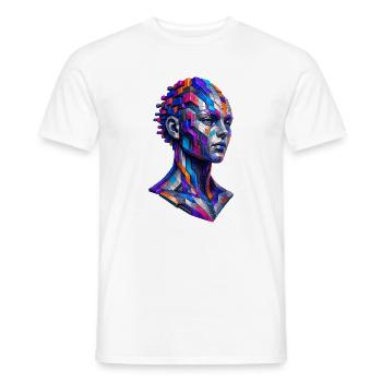 Mosaic Portrait Farbrausch - Men's T-Shirt - white - Front - AI Model Male 178 dark (178cm)
