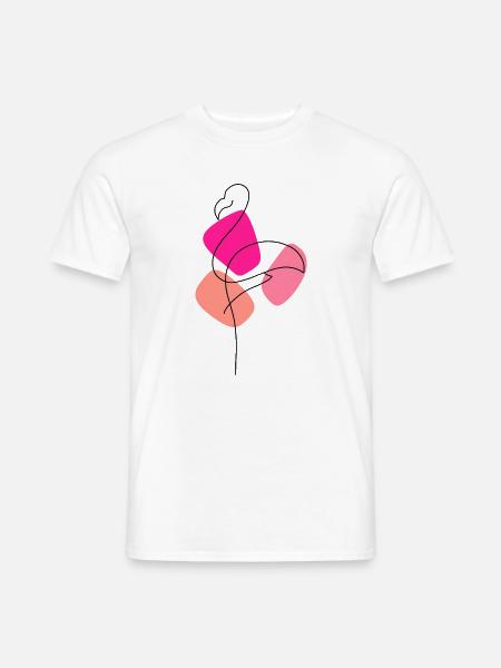 Lineart Flamingo mit Farbunterlegung - Männer T-Shirt - Weiß