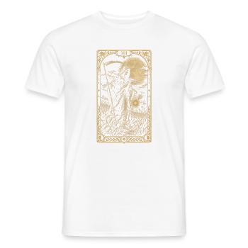 Tarotkarte XIII – Der Sensenmann mit Laterne - Männer T-Shirt - Weiß - Vorne - AI Model Male 178 dark (178cm)