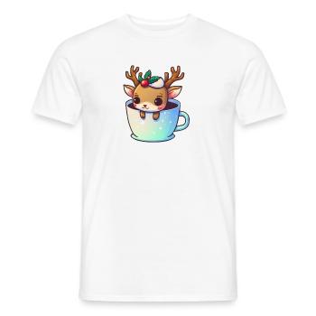 Süßes Weihnachtstier in einer Tasse - Rentier - Männer T-Shirt - Weiß - Vorne - AI Model Male 178 dark (178cm)