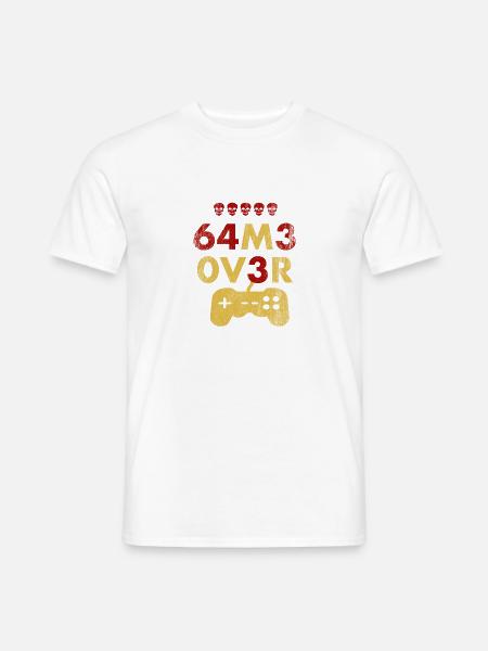 Game Over Leet Text mit Gamepad - Männer T-Shirt - Weiß