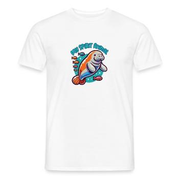 Seekuh mit vielen bunten Fischen - Männer T-Shirt - Weiß - Vorne - AI Model Male 178 dark (178cm)
