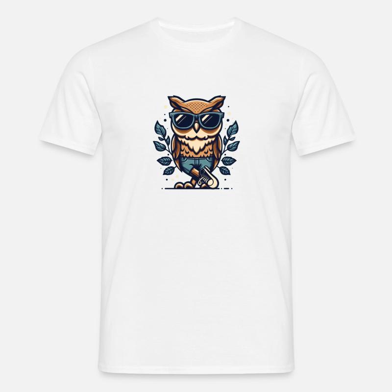 coole Eule - Männer T-Shirt - Weiß