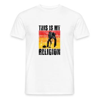 Curling is my religion Curler curling - Men's T-Shirt - white - Front - AI Model Male 178 dark (178cm)