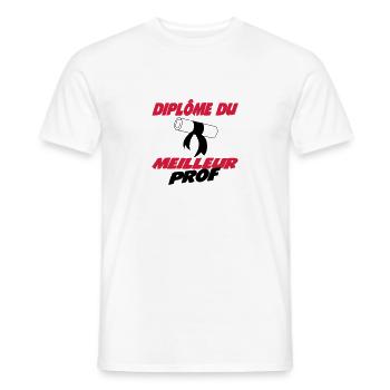 Diplôme du meilleur prof - T-shirt homme - blanc - Devant - AI Model Male 178 dark (178cm)