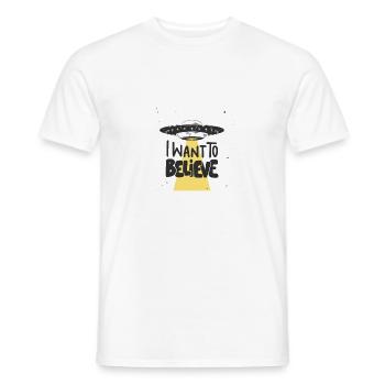 I want to belive - T-Shirt Print for him or her - Männer T-Shirt - Weiß - Vorne - AI Model Male 178 dark (178cm)