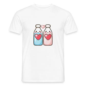 Milch Paar Liebe Herz Valentinstag - Männer T-Shirt - Weiß - Vorne - AI Model Male 178 dark (178cm)