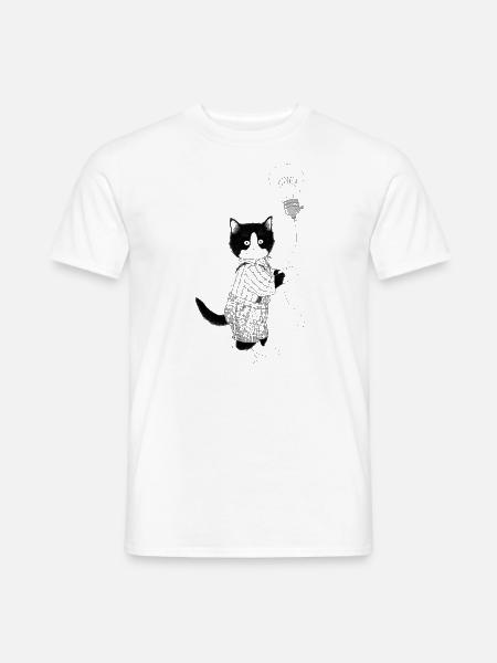 Ballon d'ampoule de chat blackwhitecontest - T-shirt homme - blanc