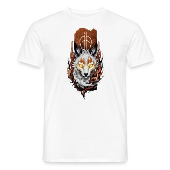 Celestial Guardian: Mystical Kitsune Fox - Men's T-Shirt - white - Front - AI Model Male 178 dark (178cm)