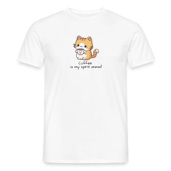 Coffee is my spirit animal Katze - Männer T-Shirt - Weiß - Vorne - AI Model Male 178 dark (178cm)