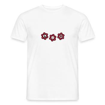 Peace Love Happiness Free Summer Festival Flower - Men's T-Shirt - white - Front - AI Model Male 178 dark (178cm)