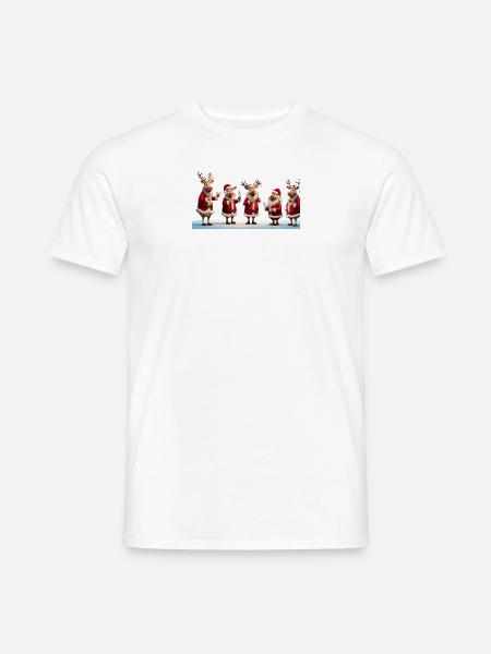 Weihnachtsmann Rentiere - Männer T-Shirt - Weiß