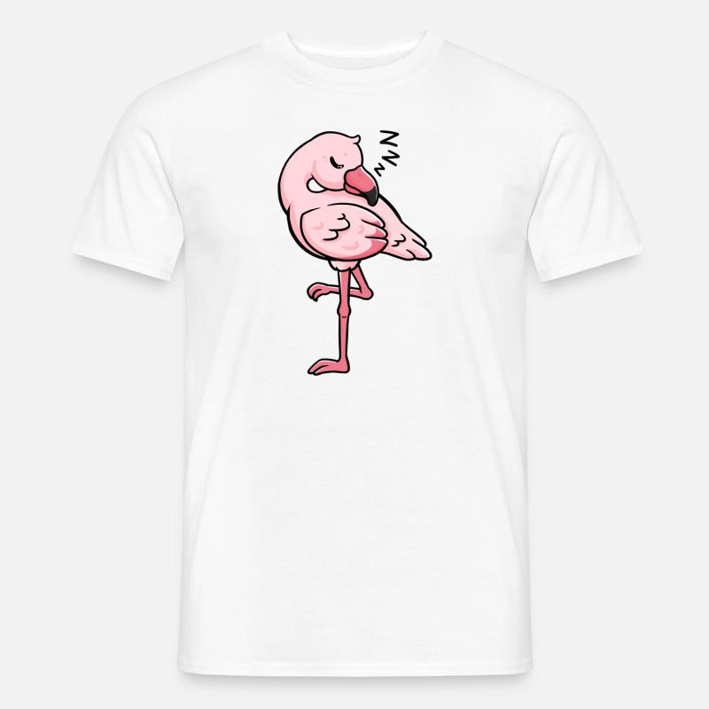 Flamingo schlafend Geschenkidee - Männer T-Shirt - Weiß