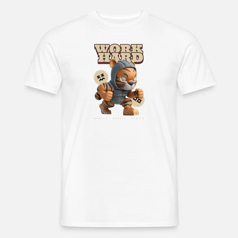 Work hard (tiger) - Männer T-Shirt - Weiß