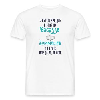 C'est compliqué d'être Bogosse et Sommelier - T-shirt homme - blanc - Devant - AI Model Male 178 dark (178cm)