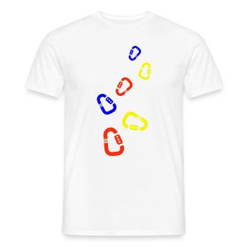 Équipement d’escalade Mousqueton coloré - T-shirt homme - blanc - Devant - AI Model Male 178 dark (178cm)