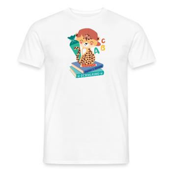 Léopard avec cône d’école pile de livres écolier - T-shirt homme - blanc - Devant - AI Model Male 178 dark (178cm)