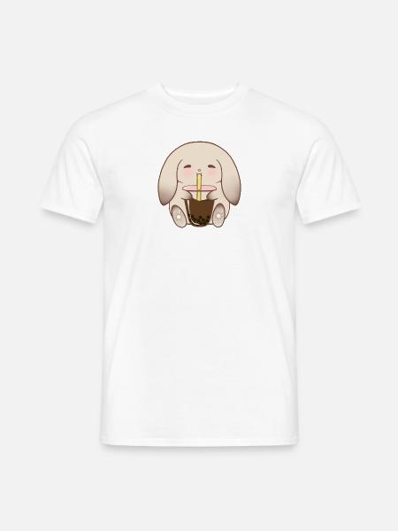 Entzückender Hase, der Boba trinkt - Männer T-Shirt - Weiß