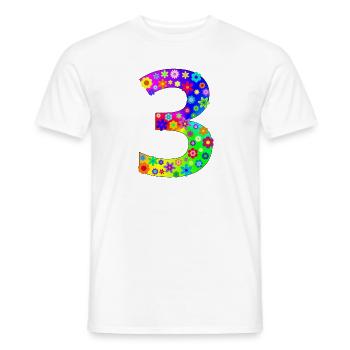 Blumen Zahl 3 - Männer T-Shirt - Weiß - Vorne - AI Model Male 178 dark (178cm)
