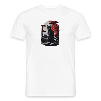 Samurai Cat - Männer T-Shirt - Weiß - Vorne - AI Model Male 178 dark (178cm)
