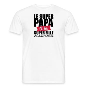 le super papa et la super fille la dream team - T-shirt homme - blanc - Devant - AI Model Male 178 dark (178cm)