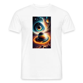 Universum mit Planet - Männer T-Shirt - Weiß - Vorne - AI Model Male 178 dark (178cm)
