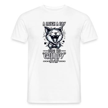 EIN LOUGH AM TAG HÄLT DIE MÜRRISCHEN FERN, LUSTIG - Männer T-Shirt - Weiß - Vorne - AI Model Male 178 dark (178cm)