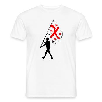 Flag Georgia man walking - Men's T-Shirt - white - Front - AI Model Male 178 dark (178cm)