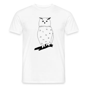 Hibou grand-duc - Graphique noir et blanc - T-shirt homme - blanc - Devant - AI Model Male 178 dark (178cm)