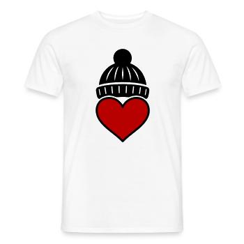 Herz Winter Mütze Liebe - Männer T-Shirt - Weiß - Vorne - AI Model Male 178 dark (178cm)