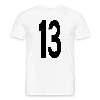 13 Noir - T-shirt homme - blanc - Devant - AI Model Male 178 dark (178cm)