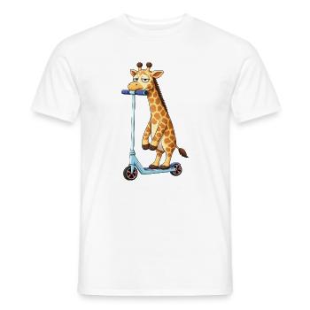 Mignonne girafe trottinette trottinette Amitié dessin animé - T-shirt homme - blanc - Devant - AI Model Male 178 dark (178cm)