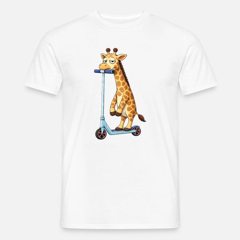 Süße Giraffe Roller Scooter Freundschaft Cartoon - Männer T-Shirt - Weiß
