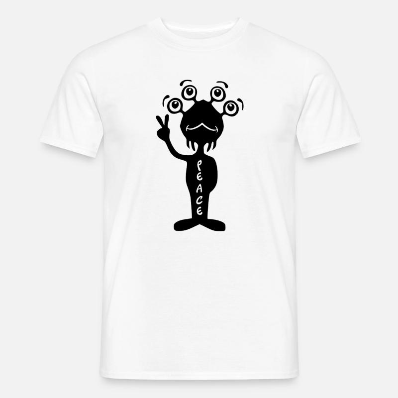  Peace Alien - Schwarz - Männer T-Shirt - Weiß