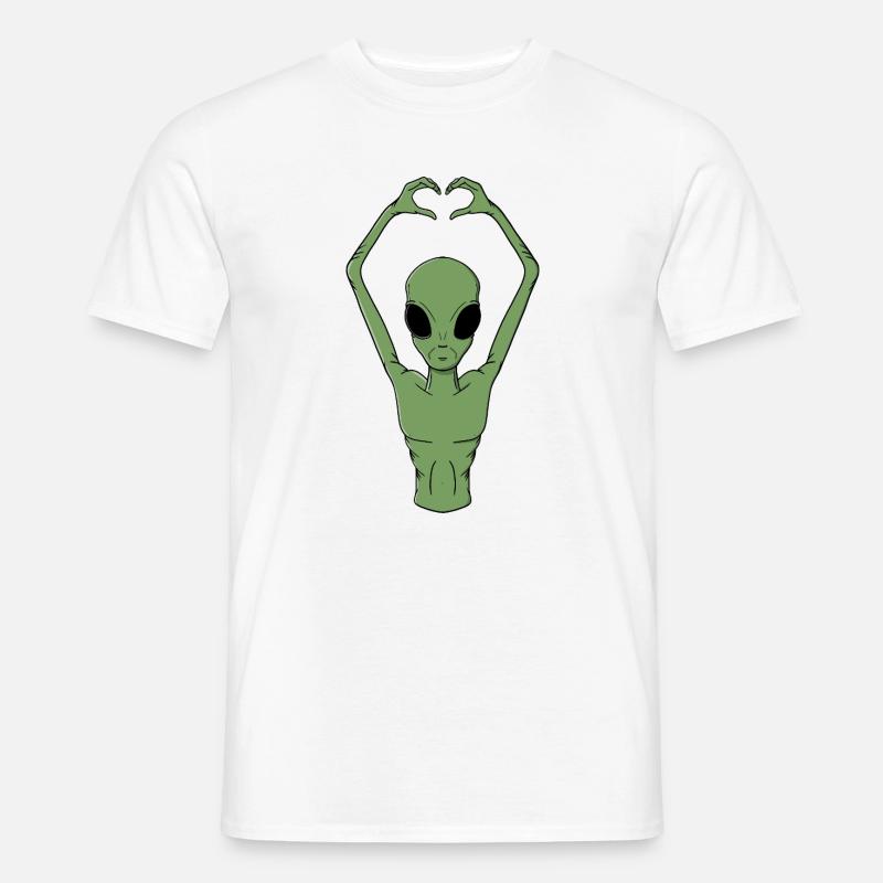 Alien Hjerte-Positur - Mænd T-shirt - hvid