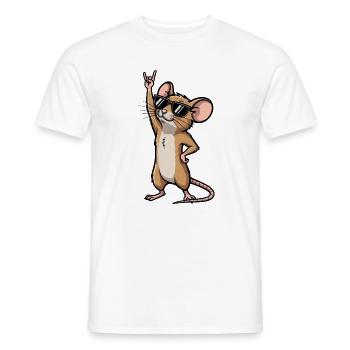 Coole Maus Ratte Rock Musiker Comic - Männer T-Shirt - Weiß - Vorne - AI Model Male 178 dark (178cm)