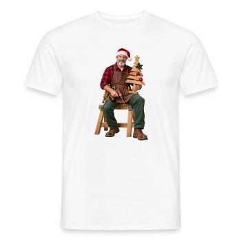 Rustikaler Weihnachtsbauer Holzbaum - Männer T-Shirt - Weiß - Vorne - AI Model Male 178 dark (178cm)