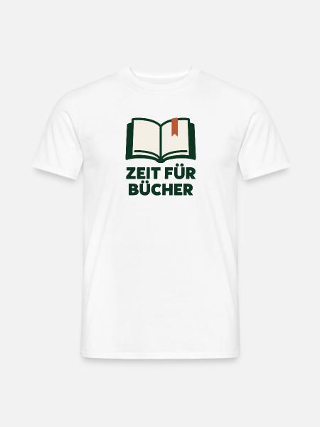 Zeit für Bücher - Buchmotiv mit Text - Männer T-Shirt - Weiß